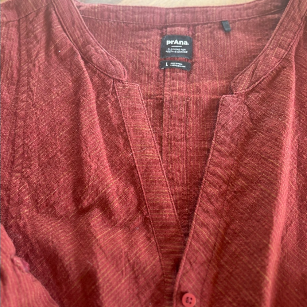 Prana Red Button-Up Shirt